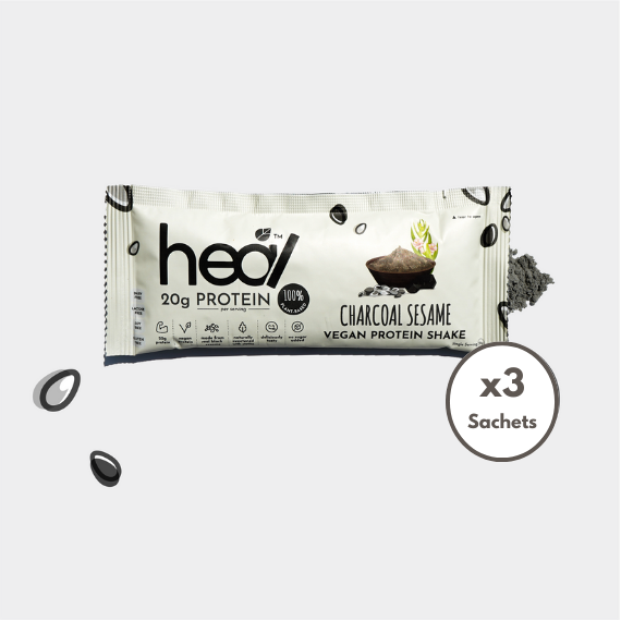 Heal Charcoal Sesame Vegan Protein Shake 3x Sachets Bundle (39g)