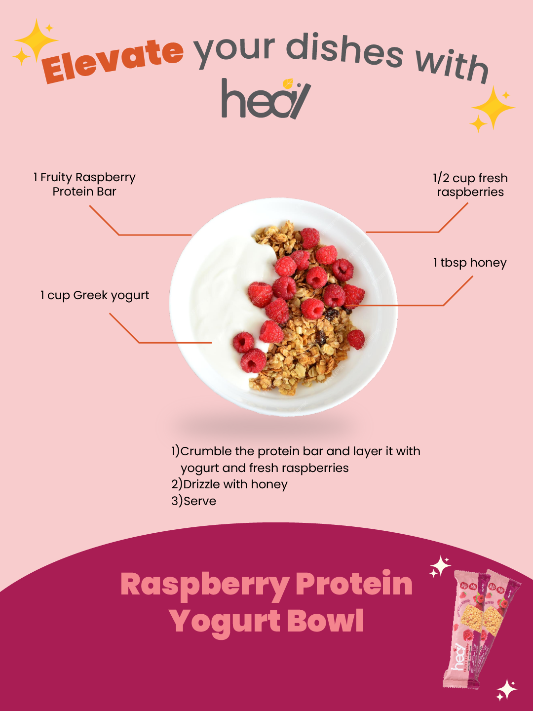 [Subscription Plan] Heal Fruity Raspberry Breakfast Protein Bar - Bundle of 12s