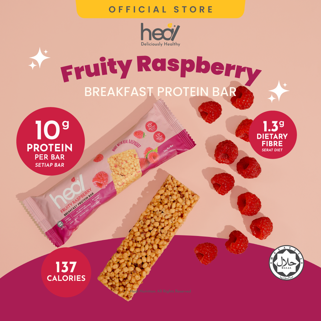 Heal Fruity Raspberry Breakfast Protein Bar (36g)