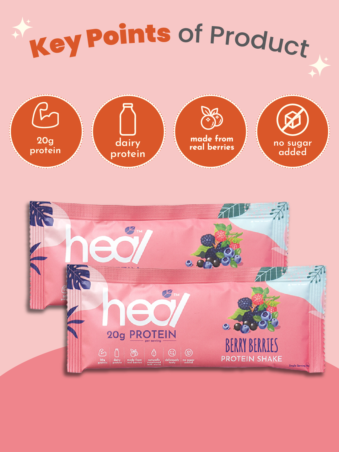 Heal Berry Berries Protein Shake 3x Sachets Bundle (30g)