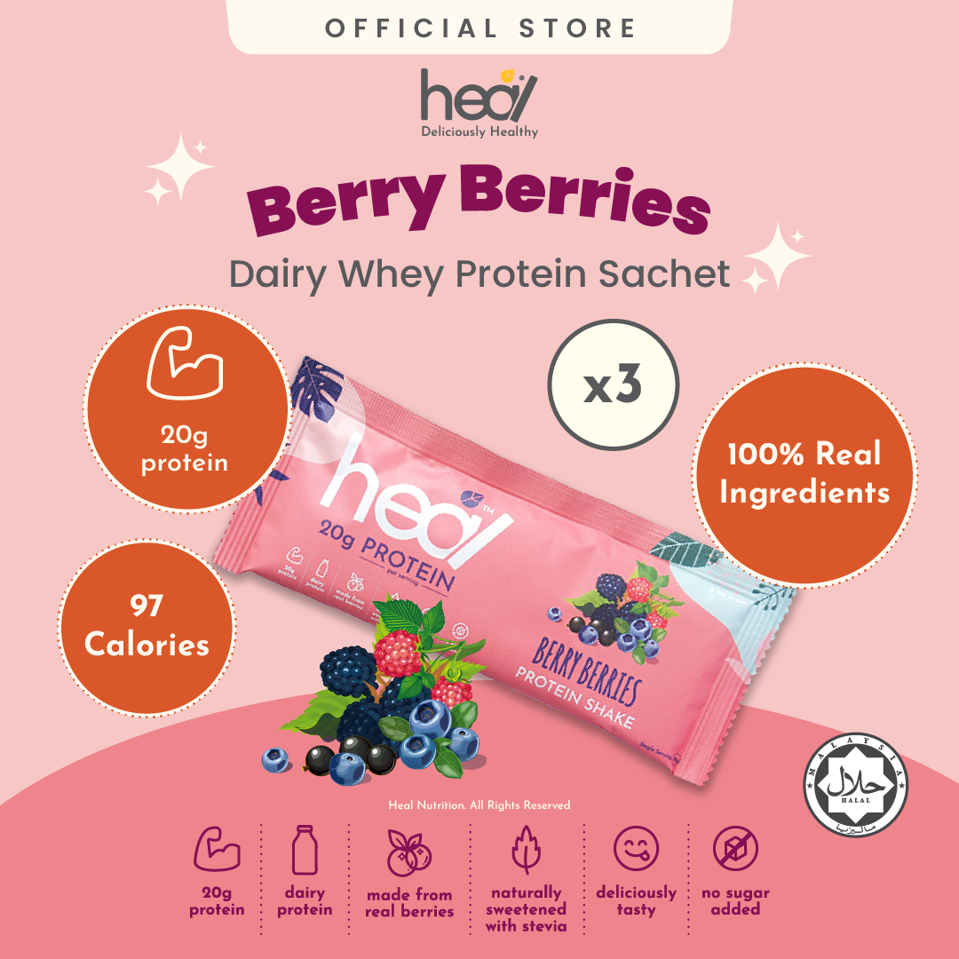 Heal Berry Berries Protein Shake 3x Sachets Bundle (30g)