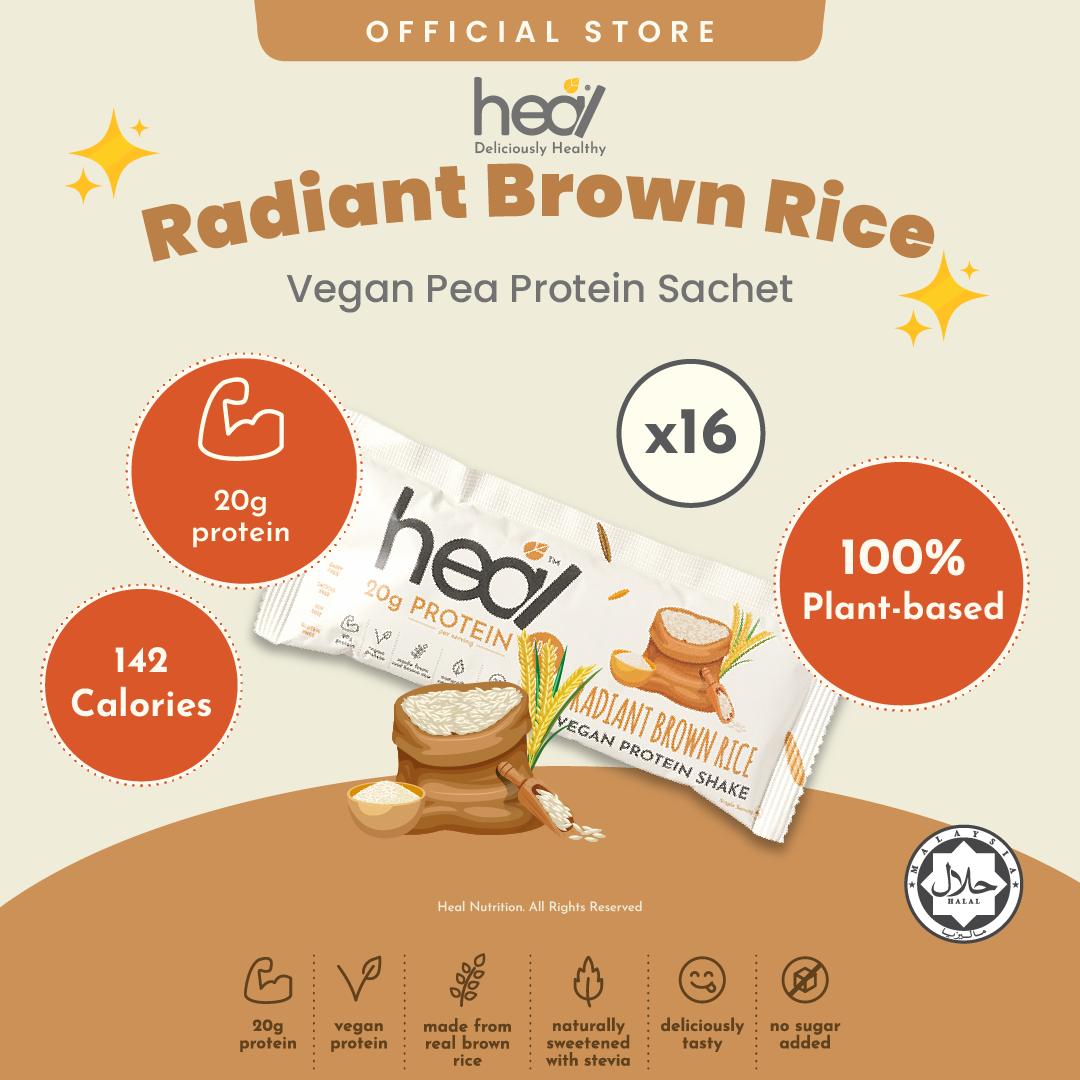 Heal Radiant Brown Rice Vegan Protein Shake, 16 Sachets (36g)