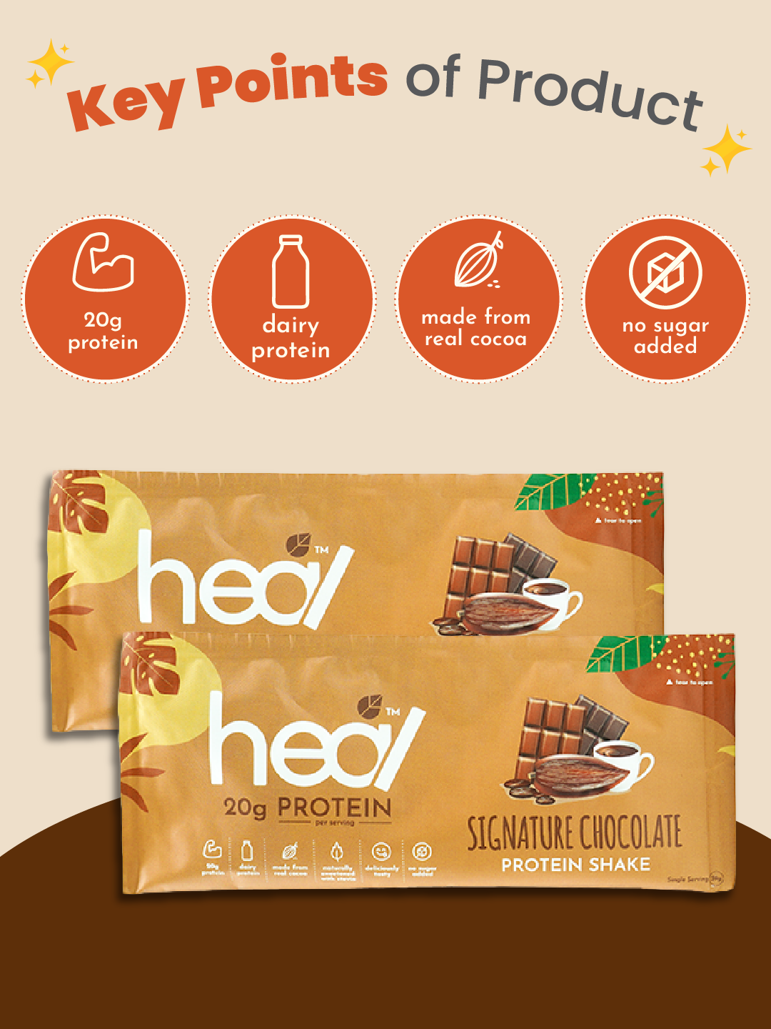 Heal Signature Chocolate Protein Shake, Single Sachet (39g)