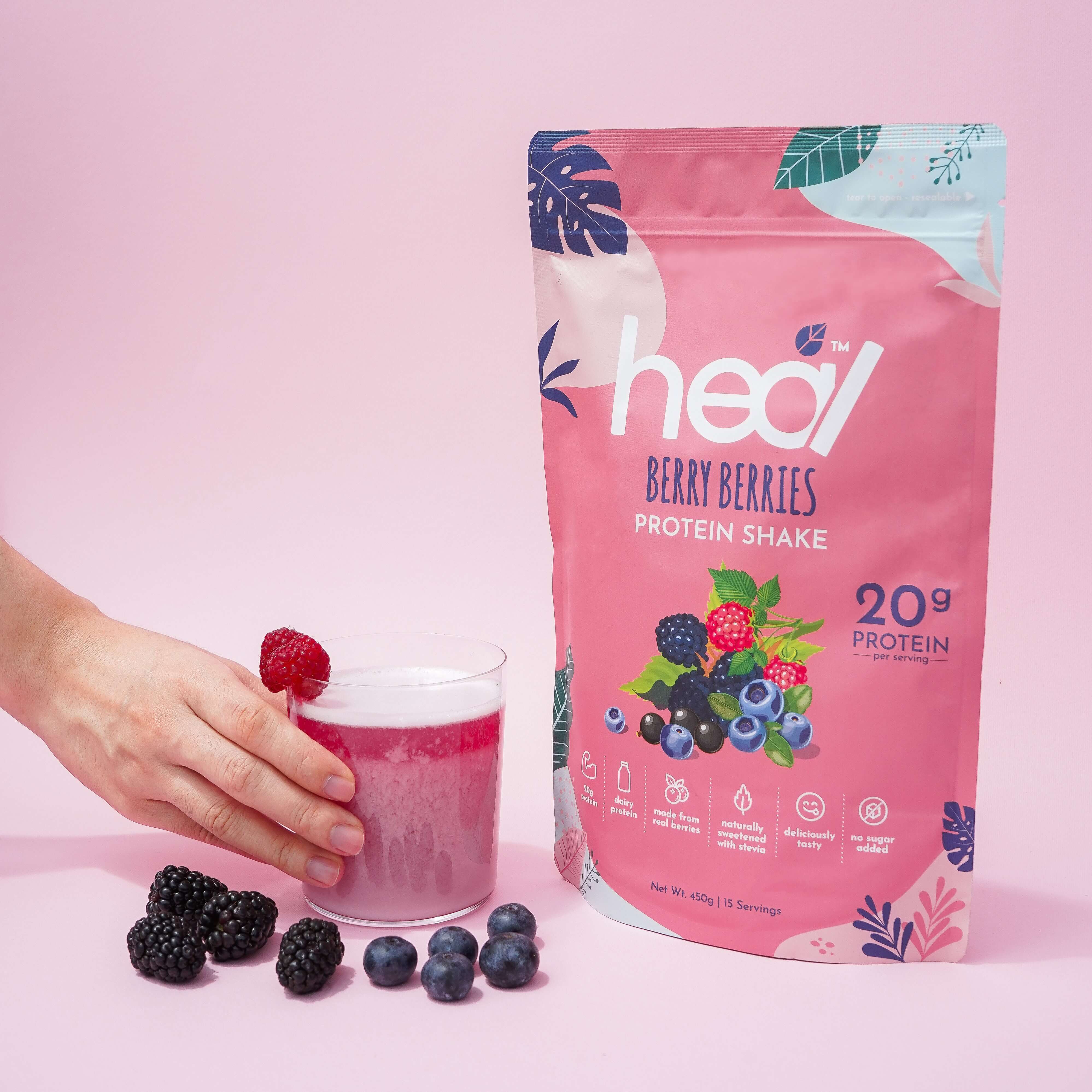 Heal Berry Berries Protein Shake, 16 Sachets (30g)