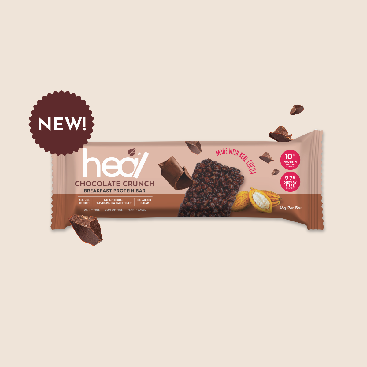 Heal Chocolate Crunch Breakfast Protein Bar (38g)