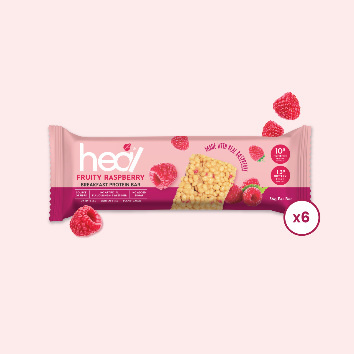 Heal Fruity Raspberry Breakfast Protein Bar (36g)