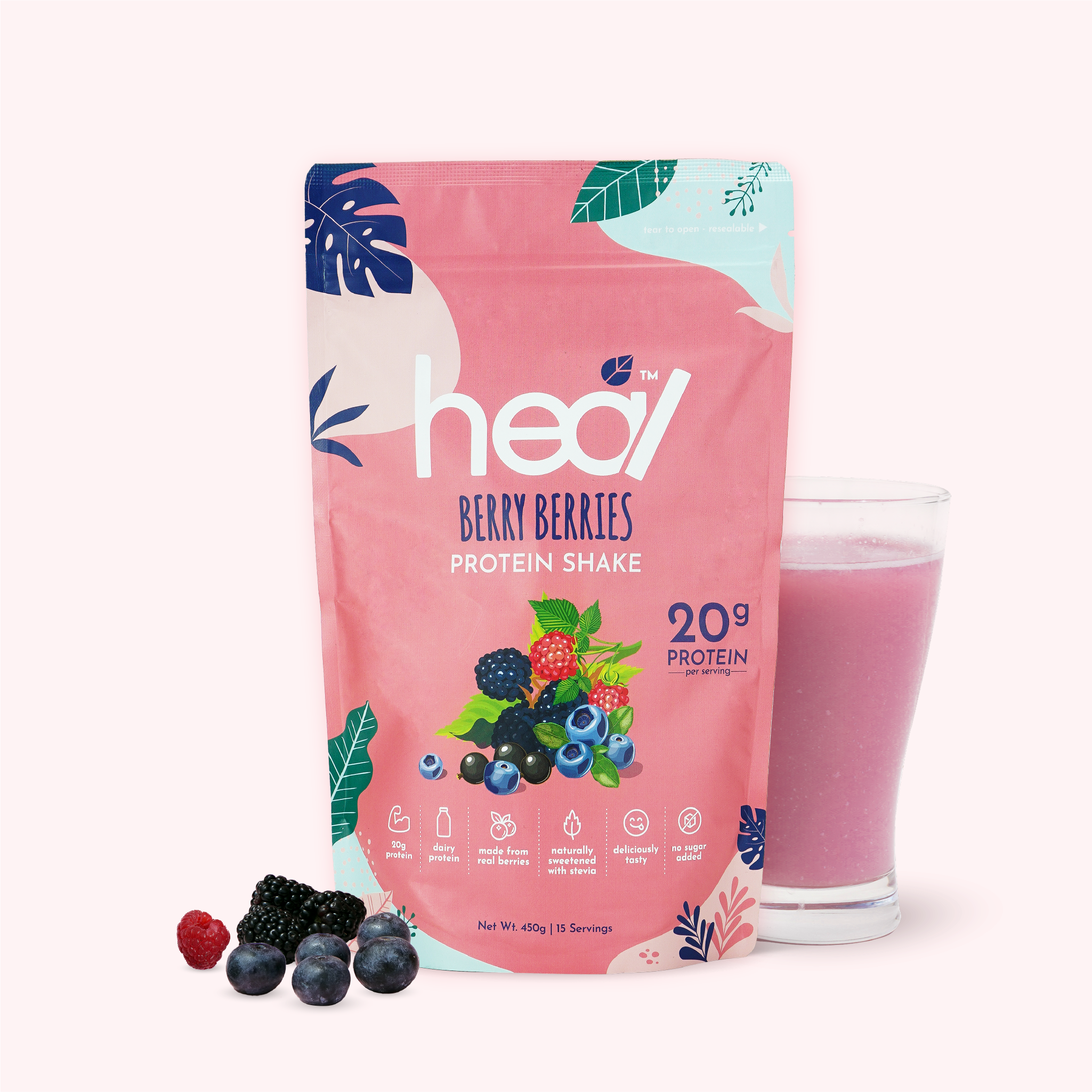 Heal Berry Berries Protein Shake, 15 Servings Value Pack